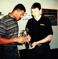 1994 Ed Veale presents Rod Woodson with his MVP trophy